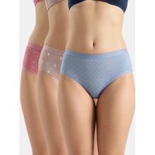 Jockey D301 Women Disney Cotton Hipster - Mocha, High Rose And Ashleigh Blue (Pack of 3)