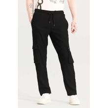 Snitch Black Corduroy Relaxed Casual Cargo Pant