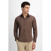 Snitch Brown Solid Full Sleeves Slim Formal Shirt