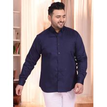 LASTINCH Plus Size Men Formal Dark Blue Shirt