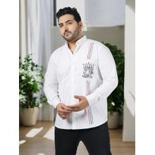 LASTINCH King Embroidery White Pure Cotton Men Shirt