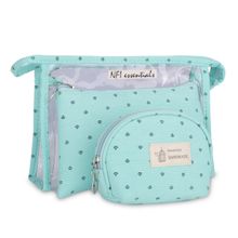 NFI Essentials 3 Pc Cosmetic pouch Makeup pouch Vanity Pouch Travel Organizer Toiletry Pouch (Green)