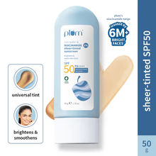 Plum Rice Water & 3% Niacinamide Sheer Tinted Sunscreen With SPF 50 PA++++, For Oily ToDrySkin