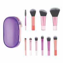 Feel Good Club Brush Brigade -10 Mini Makeup Blending Brush Set In Travel Pouch For Face Eyes & Lips