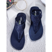 SOLETHREADS Squishy Navy Blue Self Design Women Sandals