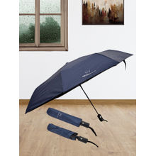 FABINALIV Navy Blue Solid Auto ON/OFF Waterproof Automatic Compact Umbrella with Cover