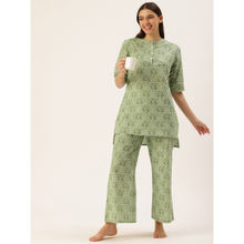 Clt.s Women Green Floral Kurta and Palazzo (Set of 2)
