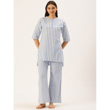 Clt.s Women Blue Striped Kurta and Palazzo (Set of 2)