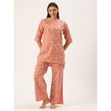 Clt.s Women Peach Floral Kurta and Palazzo (Set of 2)