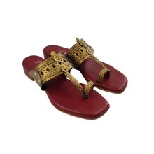 The Madras Trunk Solid Maroon Kolhapuris