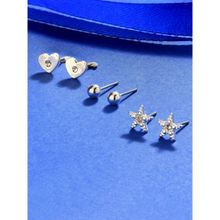 Accessorize London Women's silverSet of 3 Heart Stars Stud Earring pack