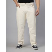 Style Quotient Men's Plus Size Off White Tapered Fit Jeans