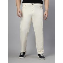 Style Quotient Men's Plus Size Off White Tapered Fit Jeans