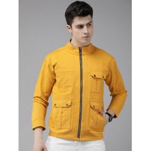 Voxati Men's Denim Yellow Solid Mandarin Neck Jacket