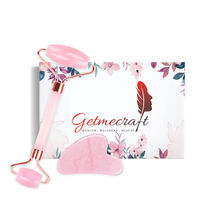 Getmecraft Rose Quartz Roller And Gua Sha For Face, Neck, Da...