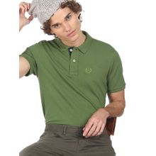 Arrow Men Green Ribbed Collar Solid Polo Shirt