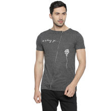 Campus Sutra Men Printed Boat Neck Grey T-Shirt
