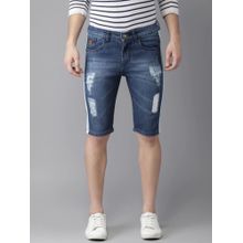 Campus Sutra Men Striped Denim Blue Denim Shorts