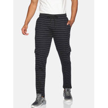 Campus Sutra Men Striped Black Track Pants