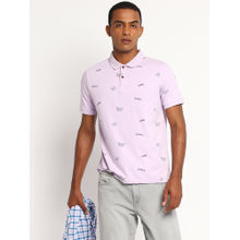 Lee Men Lavender Printed Slim Fit Polo T-shirt