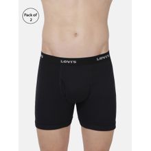 Levi's Men Cotton Solid Classic Boxer Brief With Open Fly (pack Of 2) Black