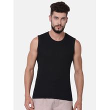 Levi's Men Cotton 100 Ca Solid Sleeveless Gym Vest Black
