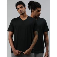 Levi's Men Ultra-soft Cotton 300 Ls Classic V Neck Solid T-shirt (pack Of 2) Black