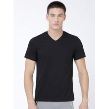 Levi's Men Ultra-soft Cotton 300 Ls Classic V Neck Solid T-shirt Black