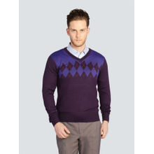 Louis Philippe Purple Printed Sweater