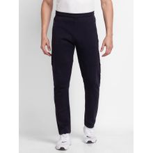 Spykar Navy Blue Cotton Slim Fit Trackpants for Men