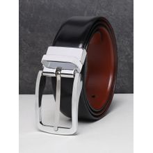 Teakwood Men Black And Tan Solid Reversible Leather Belt