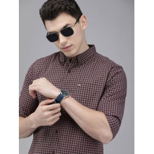 THE BEAR HOUSE Mens Maroon Checked Slim Fit Casual Shirt