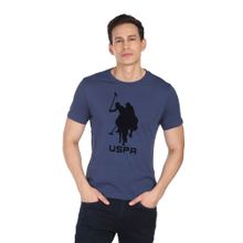 U.S. Polo Assn. Denim Co. Men Blue Crew Neck Logo Print T-Shirt
