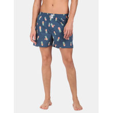 U.S. POLO ASSN. Men Teal Elasticized Waist Pineapple Print Boxers Blue