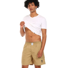 U.S. POLO ASSN. Men Khaki Cotton Solid Boxer Shorts Khaki