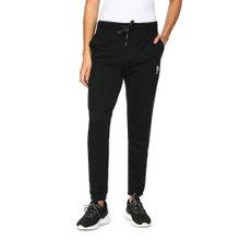 U.S. POLO ASSN. Men Black I674 Comfort Fit Solid Cotton Poly Joggers