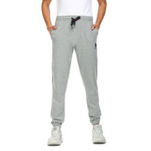 U.S. POLO ASSN. Men Light Grey I674 Comfort Fit Solid Cotton Poly Joggers