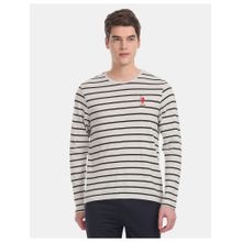 U.S. POLO ASSN. Men Grey I689 Comfort Fit Stripe Cotton T-shirt