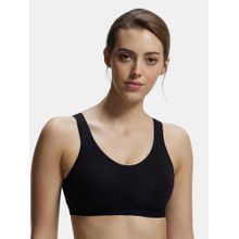 Jockey 1376 Wirefree Non Padded Cotton Elastane Active Bra - Black