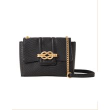 Accessorize London Women's Faux Leather Black Snaffle Detail Faux Crossbody Sling Bag