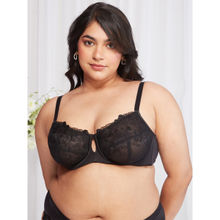 Nykd by Nykaa Floral Mesh Underwired Non-padded Lace Bra - Nyb221 Black