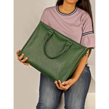 The House Of Ganges Charlotte Box Vegan Leather Tote Bag Peacock (L)