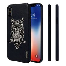 Memumi Owl Series Real Embroidery Leather Back Cover for Apple iPhone X/10 PC + TPU - Black (5.8")