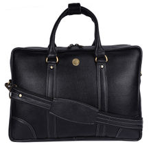 HiLEDER Pure Ndm Leather 16 Inch Briefcase Laptop Messenger Office Bag, Black