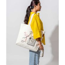 DailyObjects 100% Cotton Canvas Ahmedabad City Womens Large Tote Bag White