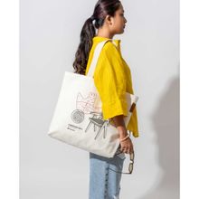 DailyObjects 100% Cotton Canvas Chennai City Womens Large Tote Bag White