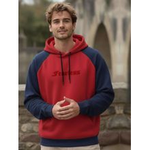 RIGO Men Color Block Typography Red Oversized Hoodie