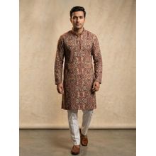 ETHNIC INDIA Brown Paisley Printed Regular Straight Kurta