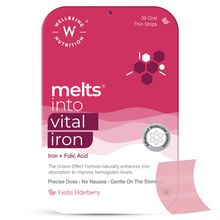 Wellbeing Nutrition Melts Vital Iron + Folic Acid For RBC Production- Prevents Anemia (Non- Nausea)