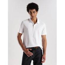 Calvin Klein Striped Regular Fit White Polyester Polo T-Shirt